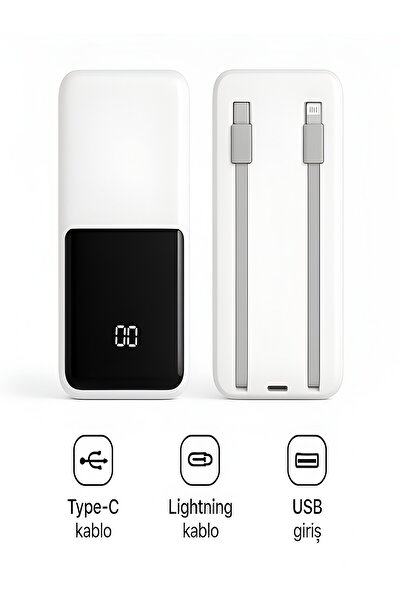 DEANB PW-95 22.5W PD Hızlı Şarj Powerbank | LCD Ekranlı | Type-C + Lightning ...