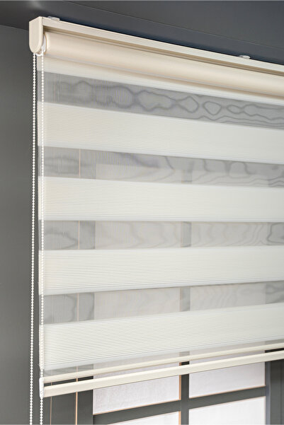 bizdenperde Krem Mikro Pileli Zebra Stor Kaliteli Güneşlik Perdeler