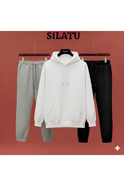 SILATU Hooded Grey Bottom Black Bottom 3-Piece Set