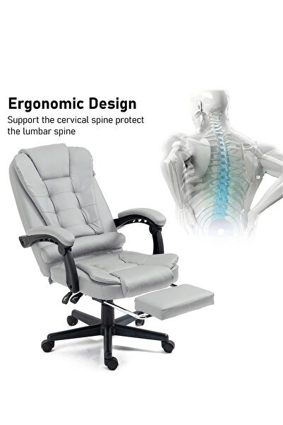 VariFurnx Ergonomic Office Desk Computer Chair PU Leather Swivel High-Back Reclining Chair Home Gaming Chair