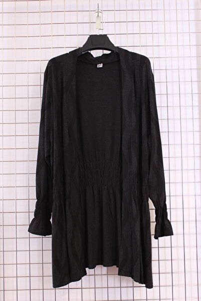 YXL COLLECTION Women's Plus Size Stretch Fabric Drawstring Long Mother Cardigan