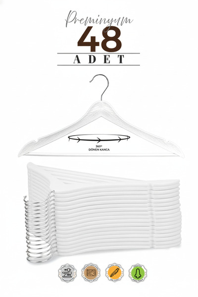 ETC HOME 48 Adet - Ahşap Görünümlü Plastik A Kalite Elbise Askı