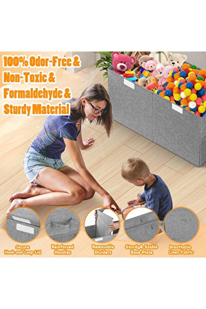 HIPOP Large Toy Storage Box, Collapsible Storage Bins, Toy Storage Organizer For Kids, Boys, Girls, Toys C