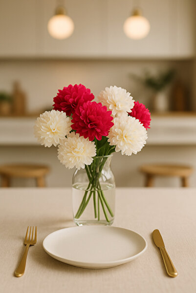 Mottogo Buchet romantic Buchet de flori artificiale – Aranjament de crizantem...