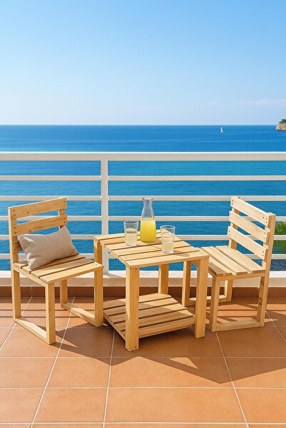 DEKORELA AHŞAP BAHÇE/BALKON BİSTRO OTURMA TAKIMI