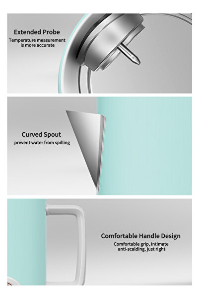 JACAL Stainless Steel Electric Kettle with Thermometer 1.5L 1800W GL-E12