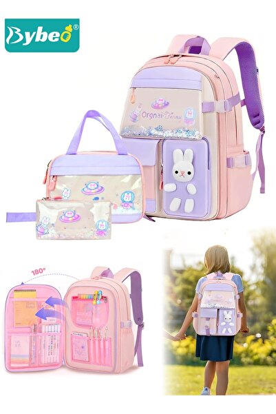 BYBEO 3PCS Kids School Bag Set, Children's Backpack+ Lunch Box + Pencil Case, School Backpack for Primary