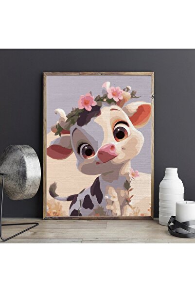 Pictorul Fericit Văcuță (Mini moo) - Pictură pe numere