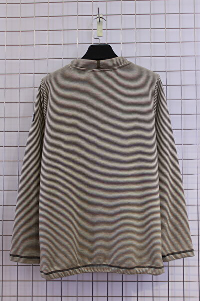 YXL COLLECTION Women's Plus Size Collar Lace-Up Long Sleeve Skirt Elastic Striped Transitional Sweatshirt