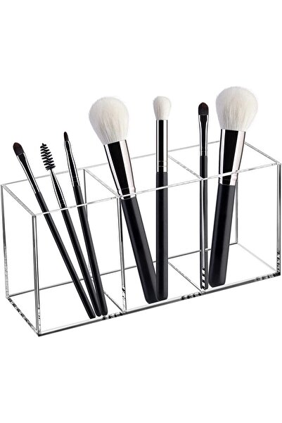 Slasa منظم مكياج أكريليك شفاف، صندوق تخزين لفرشاة التجميل وقلم الرصاص (19×6×8...