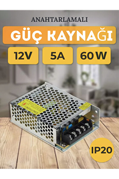 Arduino Universal Güç Kaynağı 12V 5A 60W – LED Şerit, Kameralar ve Elektronik Cihazlar için