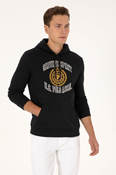 U.S. Polo Assn. Men's Regular Fit Hooded Fleece-Lined Black Sweatshirt 50308999-Vr046