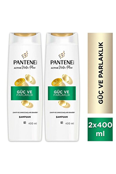 Pantene Güç & Parlaklık Şampuan 400ml Zayıf ve Mat Saçlar için x 2 Adet