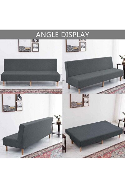 Beauenty Armless Stretch Sofa Bed Cover (Grey) - Fits 180-220cm