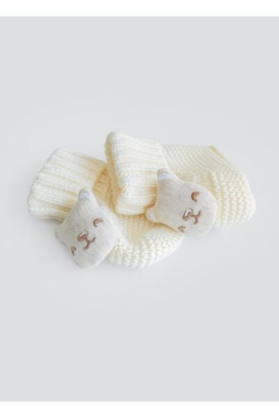 kitikate Organic Knitwear Figured Booties Natural Raccoon