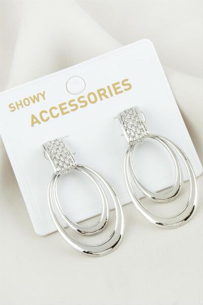 ZERO LAND LVSQVR أقراط معدنية بيضاوية (112029)-لون فضي