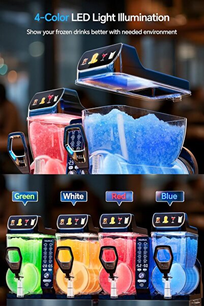 Five Stars Tourua Commercial Slushie Machine, Margarita Daiquiri Wine Frappe Slush Frozen Drink Machine, 9L