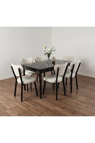 JoyMassa 80x130 AÇILABİLİR KELEBEK MASA VE 6 ADET ELMA SANDALYE TAKIM