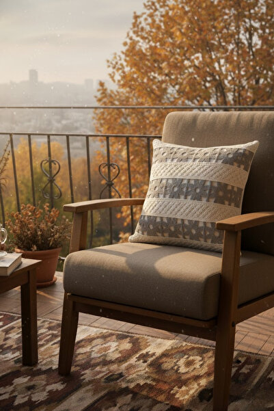 homytextiles Scalloped Daisy Pattern, Crochet Knit Square Patterned Bohemian, Modern Throw Pillow Cover, Gray