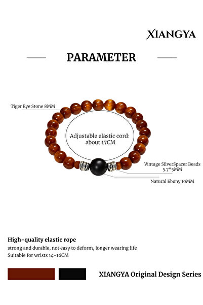 XIANGYA Tiger Eye Stone & Ebony Beaded Bracelet for men & ladies | Amber Forge