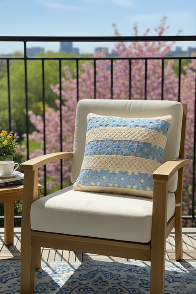 homy textiles غطاء وسادة مزخرف بنمط البابونج، محبوك يدويًا بنمط مربعات بوهيمي...