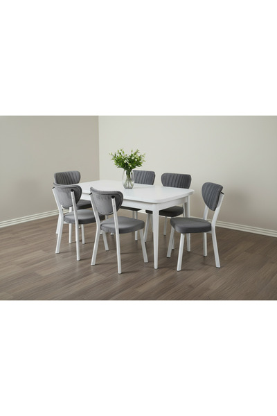 JoyMassa 80X130 AÇILABİLİR KELEBEK MASA VE 6 ADET ELMA SANDALYE