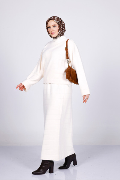 My City 44158 - Stylish Comfortable Soft Textured Knit Skirt Sweater Women's Set