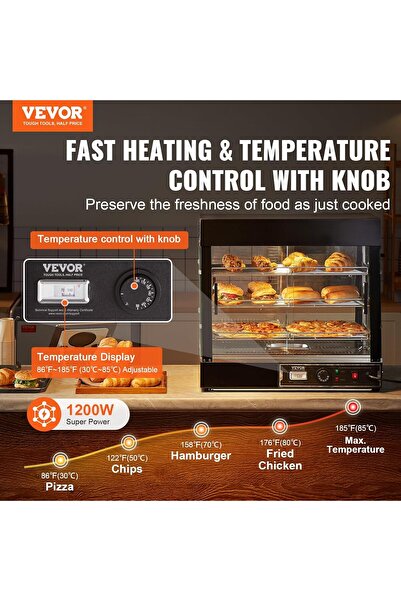Five Stars VEVOR 3-Tier Commercial Food Warmer Display, 1200W, 111L, 86–185°F
