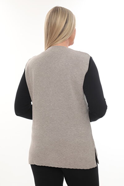 İKSUN Women's Knitwear Pocketed Winter Thick Patterned Mother's Vest