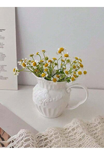 Beauenty 1pc Minimalist European Retro Embossed Ceramic Flower Vase For Living Room Decoration