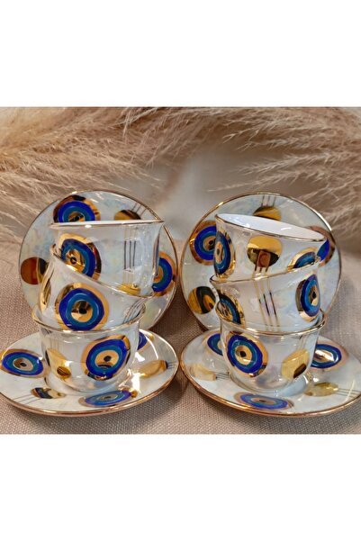 BY.RAYKA PORSELEN El Dekor Evil Eye Bead Porcelain Hand Painting 6-Piece Myrrh Set