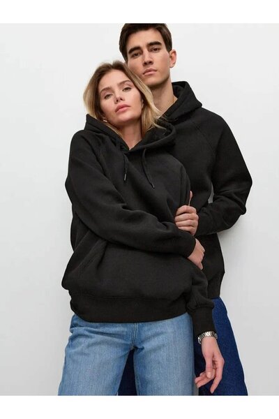 ELNOYA Unisex Black - Basik Long Sleeve Comfortable Sweatshirt