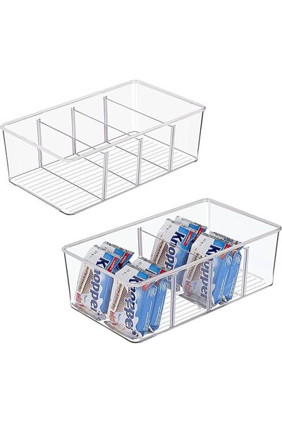 Arabest Storage Bins for Pantry, 3 Compartment Holder for Packets Snacks