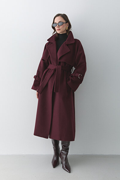 Laluvia Bordo Vorkuta Belted Coat - 407007