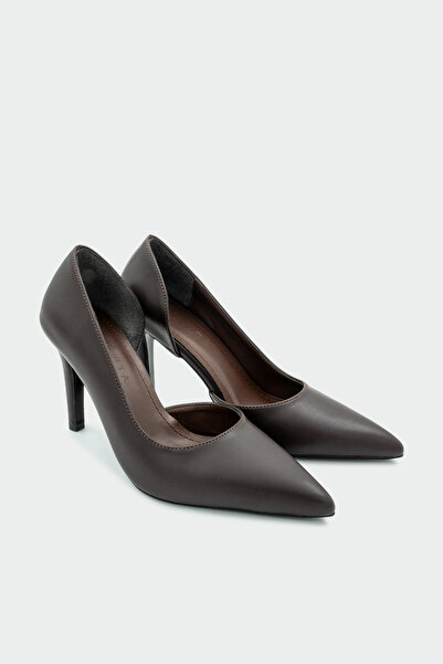 LAMİNTA Shia Bitter Brown Leather Women's Heeled Shoes