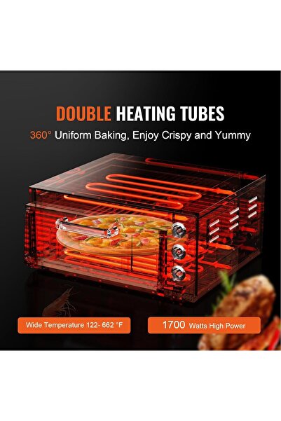 Five Stars Llchaensc Electric Countertop Pizza Oven, 20L Stainless Steel, 2000W