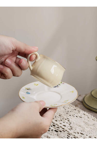 Shuer Ceramic Coffee cup, Espresso cup,Arabic coffee cup,Turkish coffee cup, Cup and Saucer Set 100ML