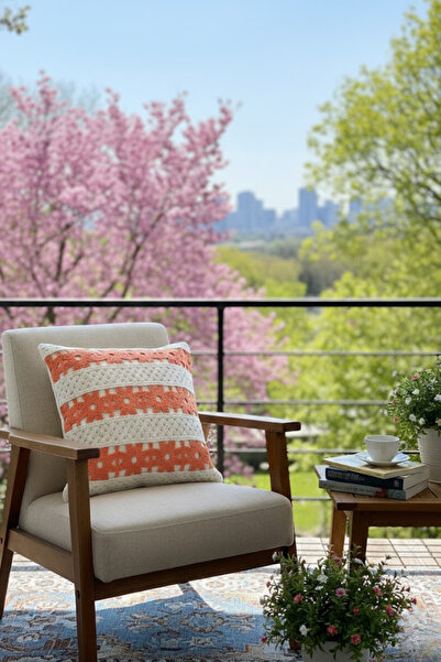 homytextiles غطاء وسادة مزخرف بنمط البابونج، محبوك يدويًا بنمط مربعات بوهيمي،...