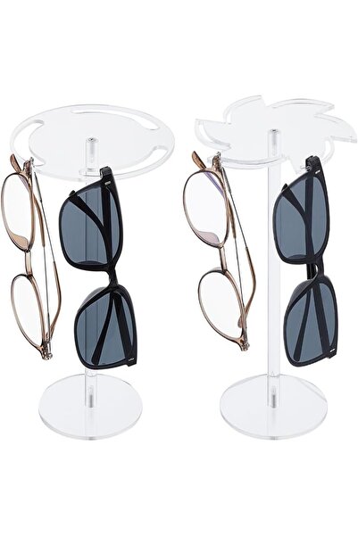 Slasa Pack of 2 Rotating Acrylic Sunglasses Holder, 360° Windmill Glasses Sta...