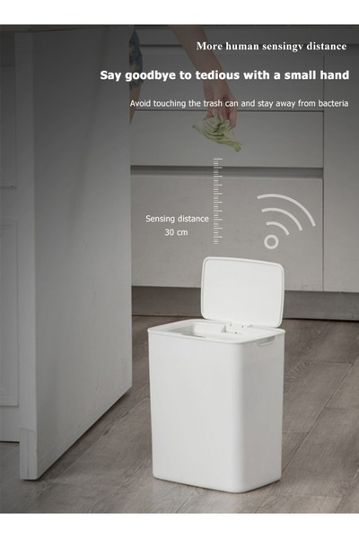 Generic SH-168U Rechargeable Automatic Induction Smart Trash Can Touchless 14L White