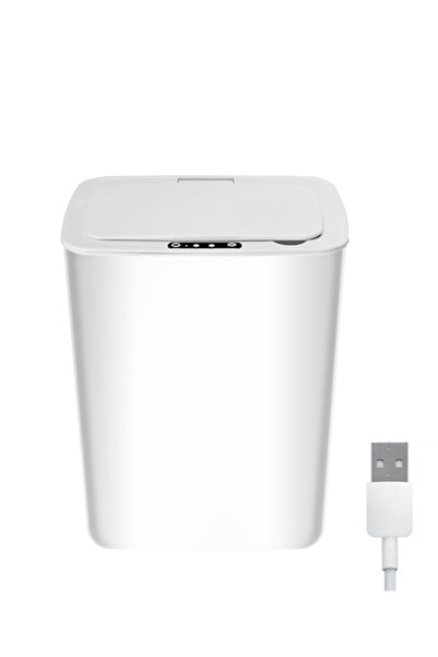 Generic SH-168U Rechargeable Automatic Induction Smart Trash Can Touchless 14L White