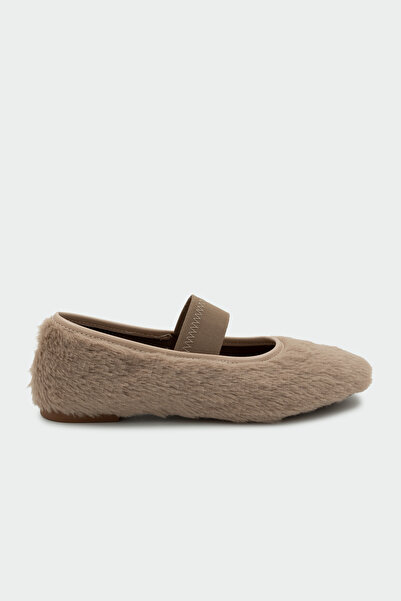LAMİNTA Creas Mink Women's Furry Elastic Women's Ballerinas