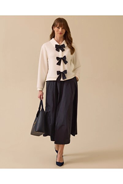 SEÇİL YENİ KADIN gömlek yaka kurdele detaylı ceket 10002511111009