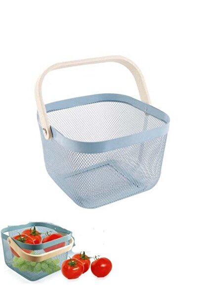 Arabest Blue Ventilated Multi-Layer Produce Basket - Collapsible Storage with Handles