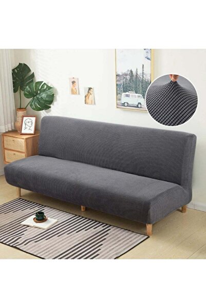 Beauenty Armless Stretch Sofa Bed Cover (Grey) - Fits 180-220cm