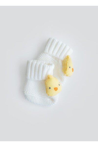 kitikate Organic Knitwear Figured Booties Ecru Chick