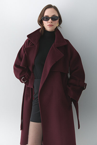 Laluvia Bordo Vorkuta Belted Coat - 407007