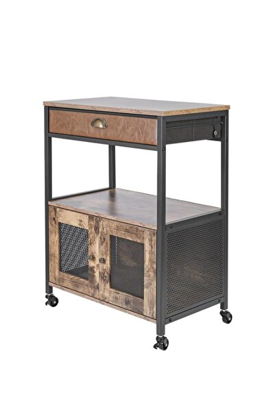 Shangxing 3-Tier Mobile Storage Cart with Drawer – Kitchen Shelf with Cabinet for Home & Coffee Bar Use