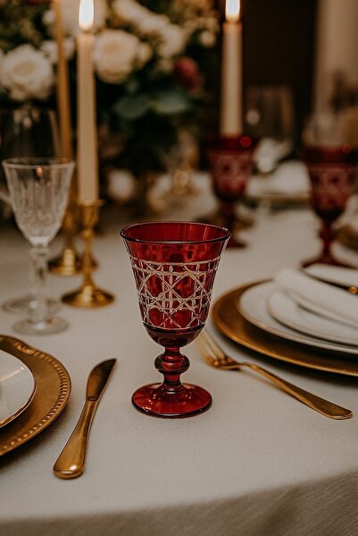 Mirano Cam Tasarım DEKORLU (KESME) EL İŞİ BOYALI ELENZA 200ML KADEH