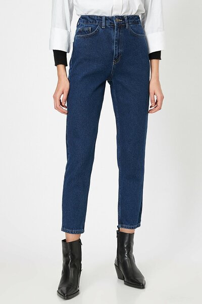 BİENAL BUTİK Mona Pantaloni de damă din denim Lycra, albastru închis, stil Mo...